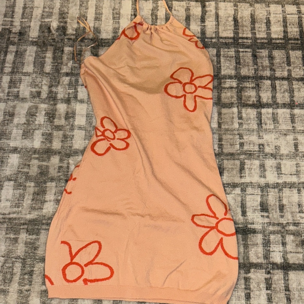 Backless Floral Peach Dress